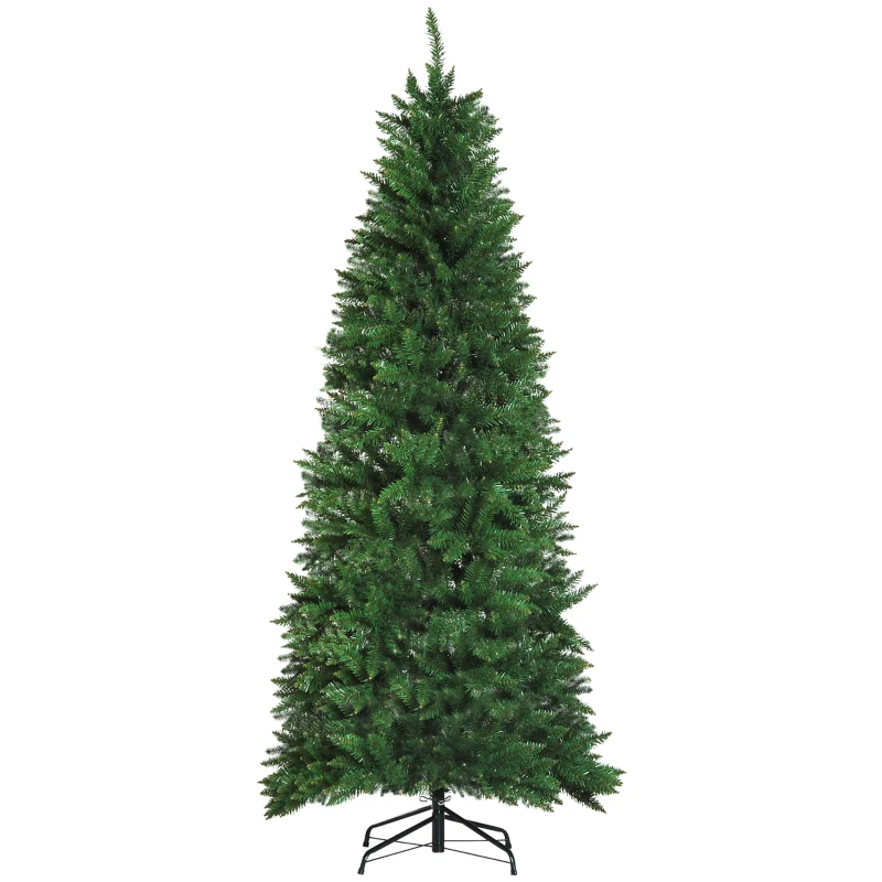 Homcom Albero di Natale Artificiale 210cm Base in Metallo Verde Φ91cm