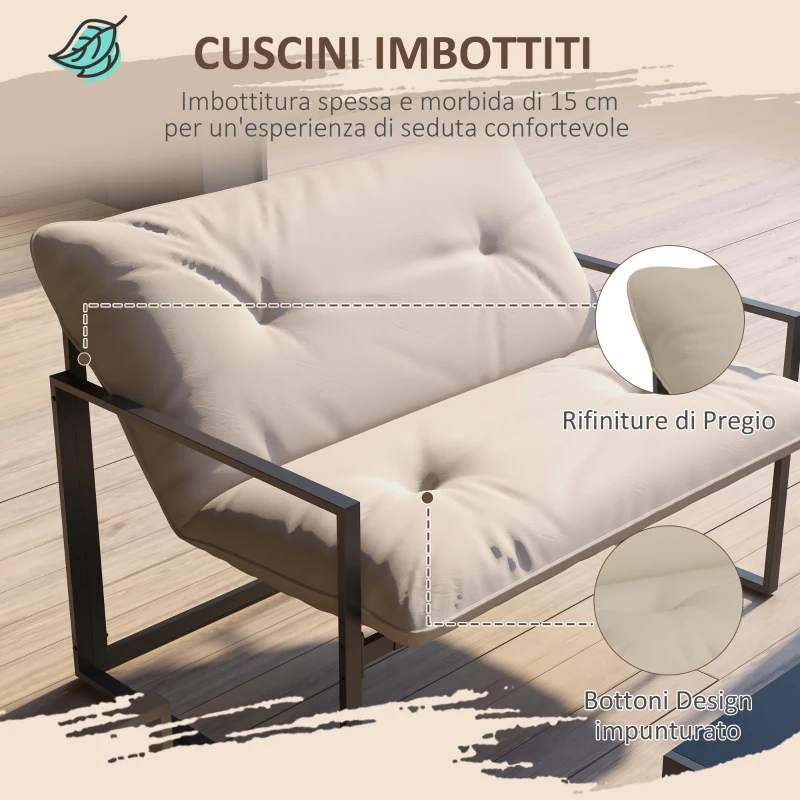Outsunny Set da giardino 4 pezzi 4 persone con divano a 2 posti, 2 poltrone e 1 tavolino grigio