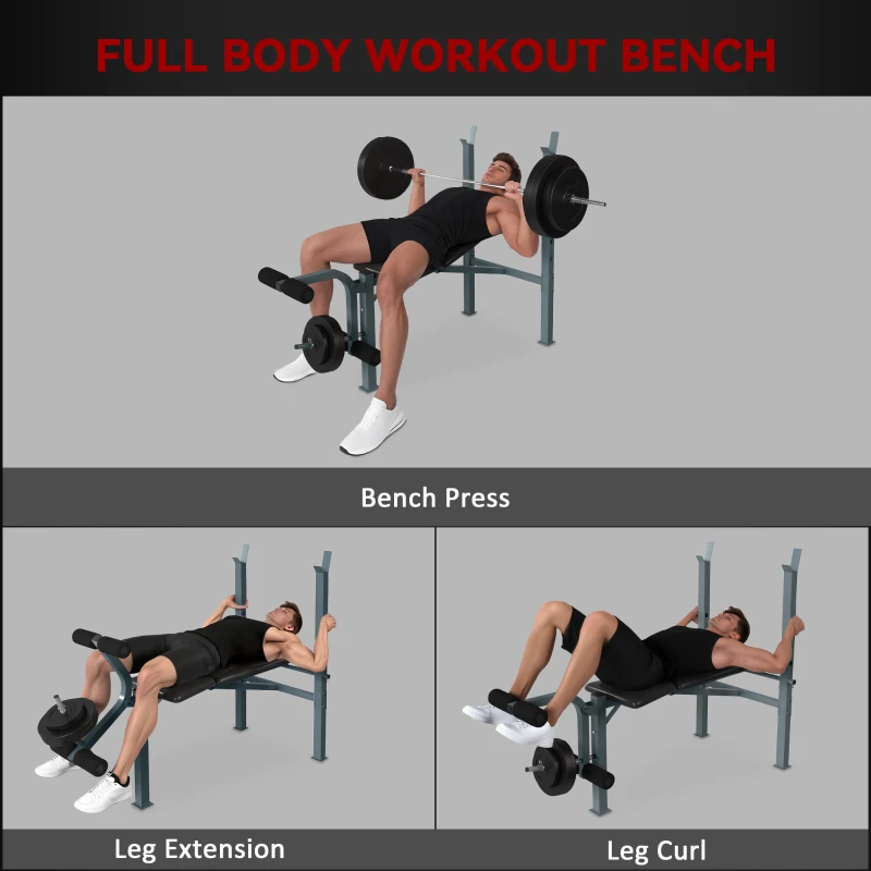 HOMCOM Wielofunkcyjna ławka treningowa ławka skośna wielofunkcyjna stacja fitness stal