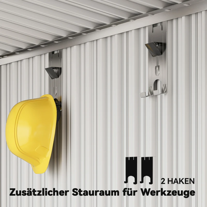 Outsunny Tuinschuur, Gereedschapsschuur met Vensters, Ventilatieopeningen, Schuifdeur, Waterdicht Staal, Weerbestendig, Donkergrijs