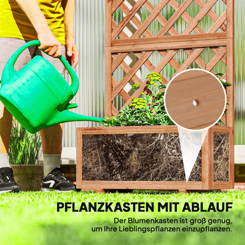 Outsunny plantenbak met klimplantrooster vurenhout latwerk plantenrooster