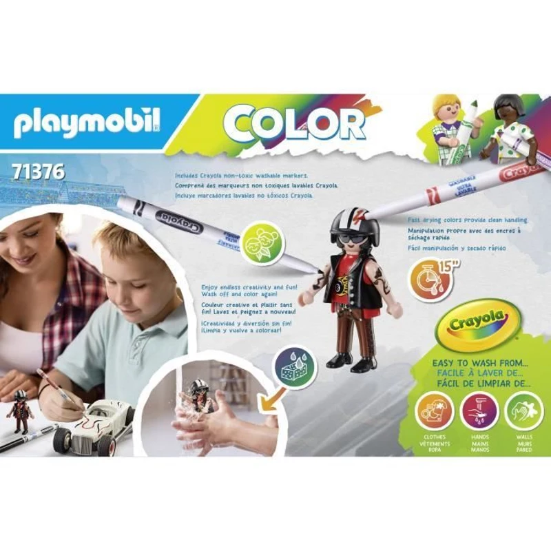 PLAYMOBIL Color 71376 Voiture de course, Crée de nouvelles histoires a tes couleurs, 20 pieces, Des 5 ans