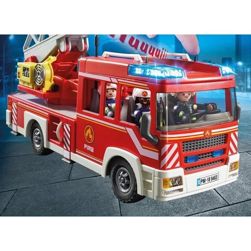 PLAYMOBIL 9463 Camion de pompiers, Avec échelle pivotante, City Action, des 4 ans