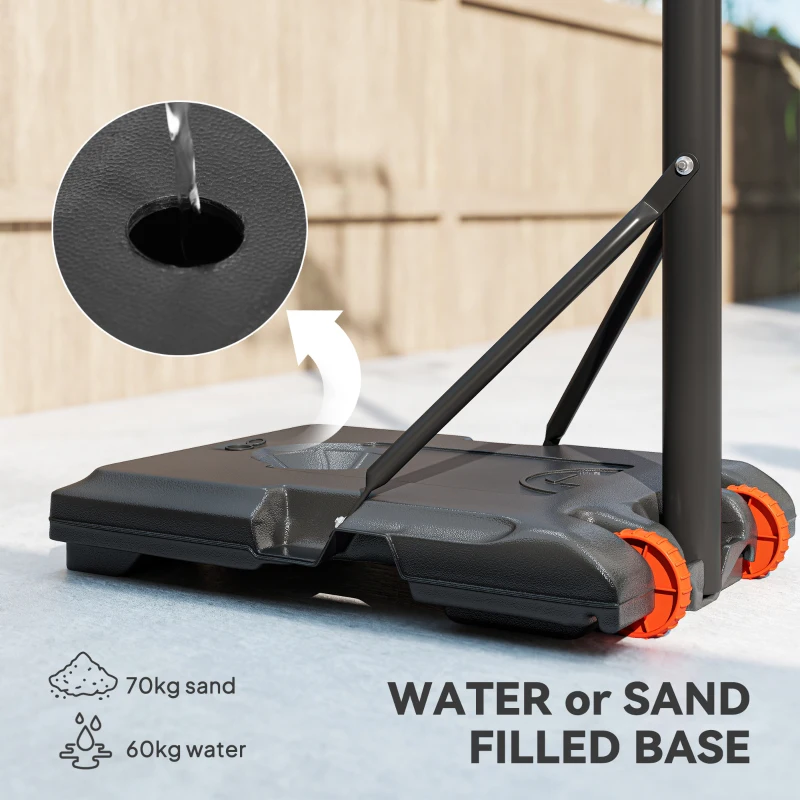 SPORTNOW Coș de Baschet pentru Copii 6-14 Ani, Coș de Baschet cu Înălțime Reglabilă, Roți și Bază Umplută, 71x46 cm, Galben