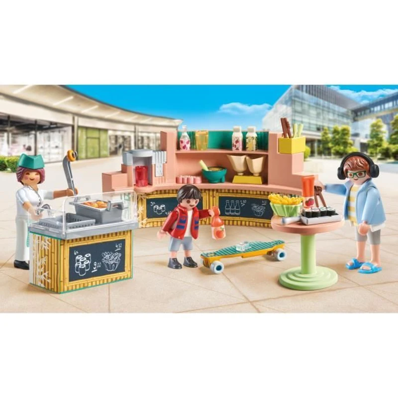 PLAYMOBIL 71538 Stand de restauration rapide, My Life, 54 pieces, Des 5 ans