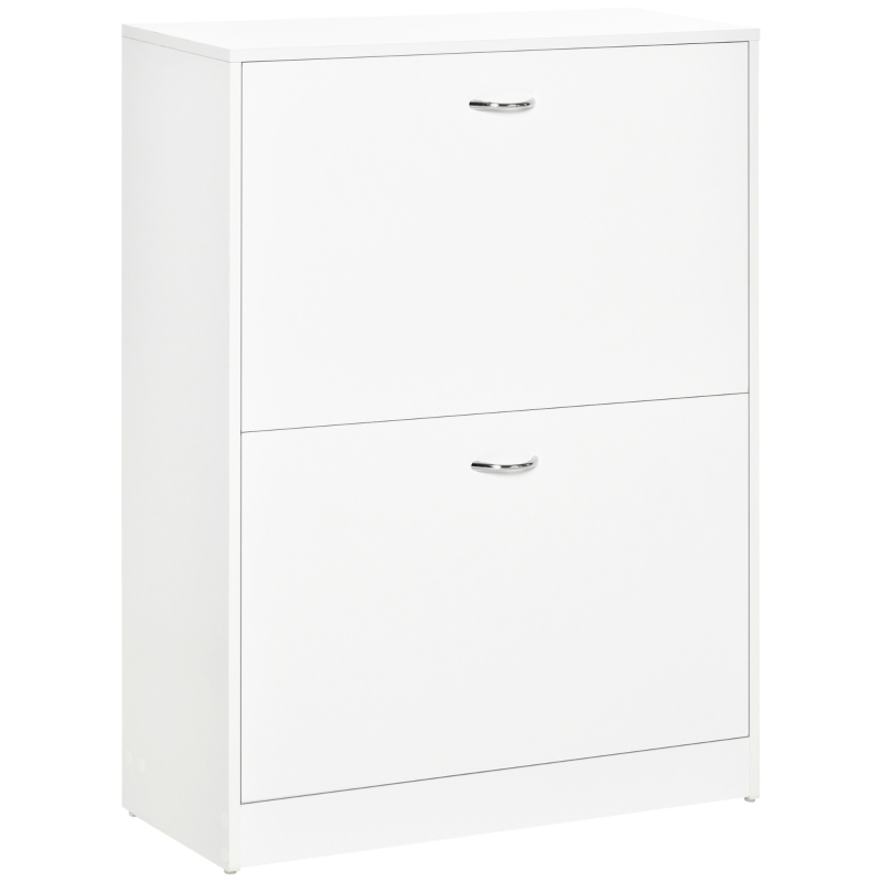 HOMCOM Dulap pentru pantofi dim. 60L x 24l x 80H cm 2 uși batante Alb
