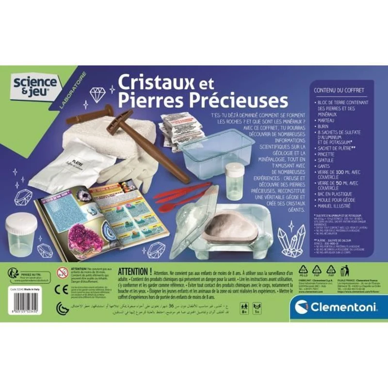 Clementoni - Science & Jeu - Création de Cristaux et pierres précieuses - A partir de 8 ans