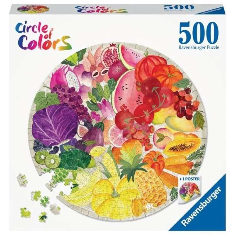 Puzzle rond 500 pieces Fruits et légumes, Circle of Colors, Abstrait, Adulte, Ravensburger