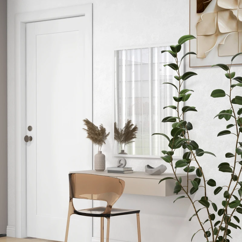 HOMCOM Oglindă Dreptunghiulară de Baie 70x90 cm Oglindă de Perete Decorativă pentru Living Antreu Hol Orizontală sau Verticală Albă