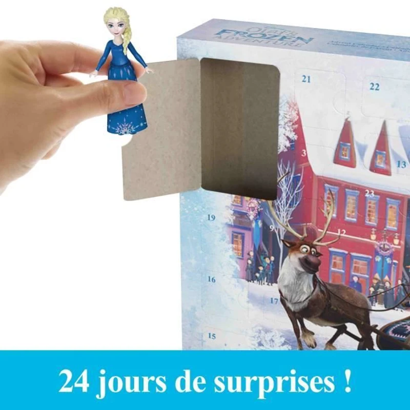 Calendrier de l'Avent La Reine des Neiges, 24 surprises avec poupées et accesssoires, Disney Frozen, Mattel, HWX20