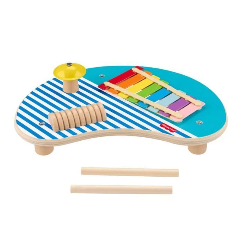 Fisher-Price-Table musicale en bois avec instruments de percussion HXT91