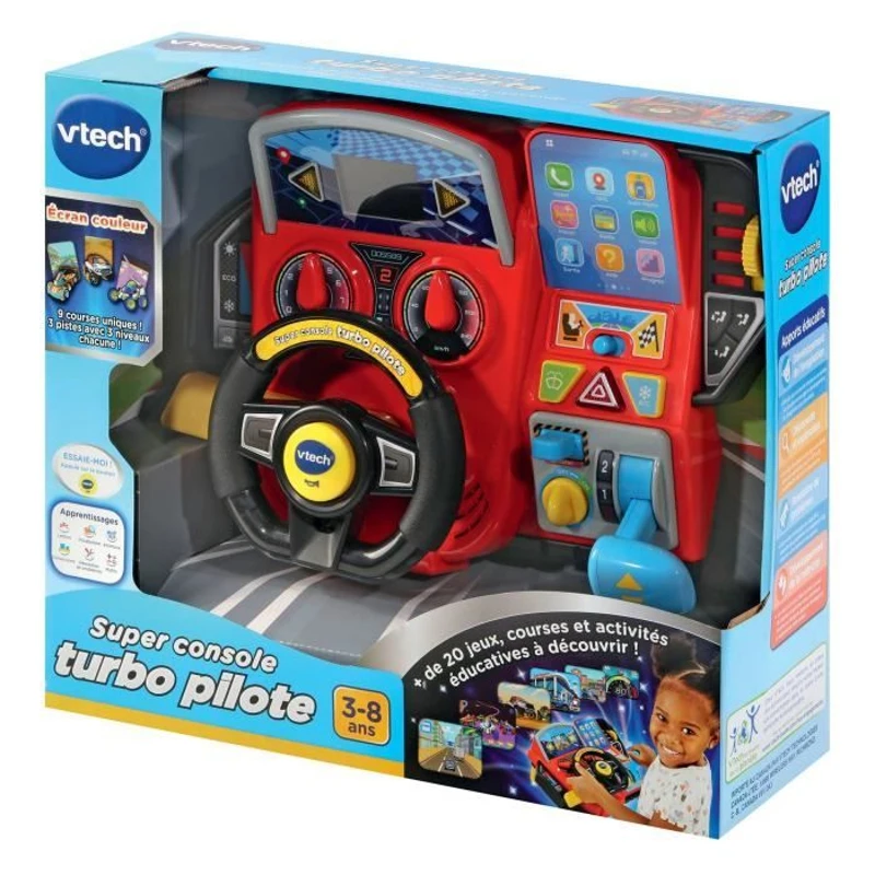 Simulateur de conduite pour enfant - VTECH Super Console Turbo Pilote - Écran couleur et 20 jeux inclus