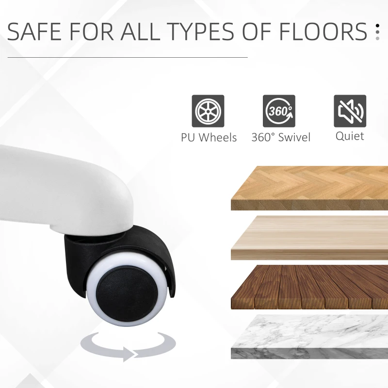 Vinsetto Velvet Office Chair, Desk Chair, Makeup Vanity Chair with Massage Lumbar Pillow and Rolling Wheels for Bedroom and Home, Pink