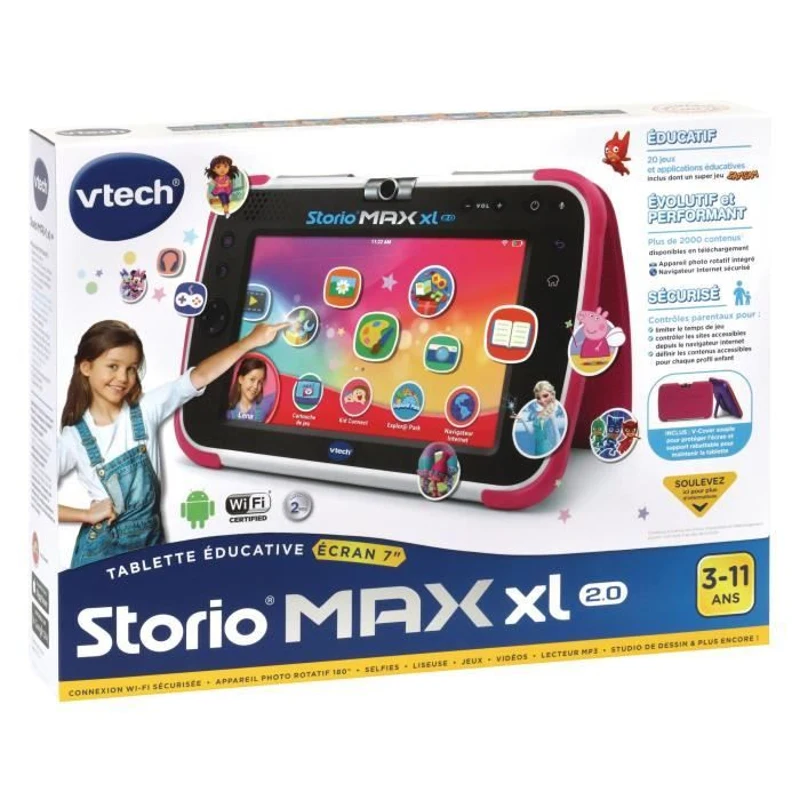 Tablette éducative VTECH Storio Max XL 2.0 7 Rose pour enfant de 3 a 11 ans