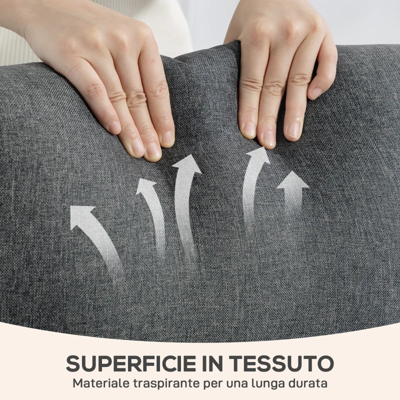 HOMCOM Poltrona Relax Imbottita e Reclinabile a 135° e Poggiapiedi in Tessuto, 69x87x100.5 cm, Grigio