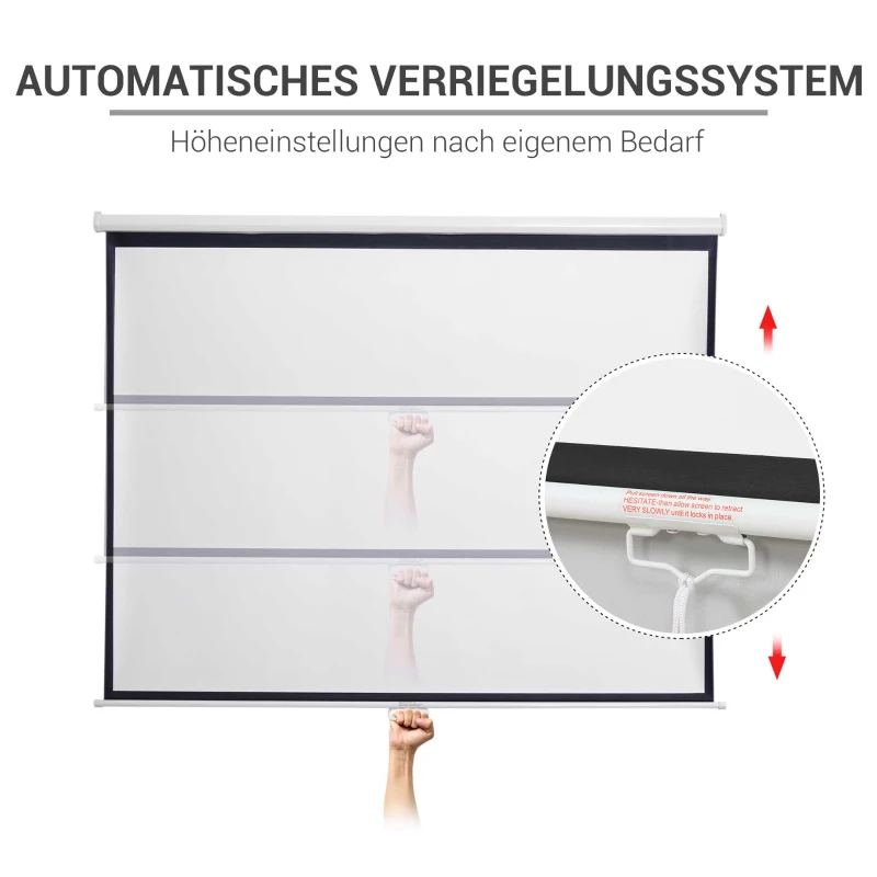 HOMCOM Beamer Leinwand 244 x 183 cm 120 Zoll 4:3/ 16:9 Projektionsleinwand Manuell für Heimkino