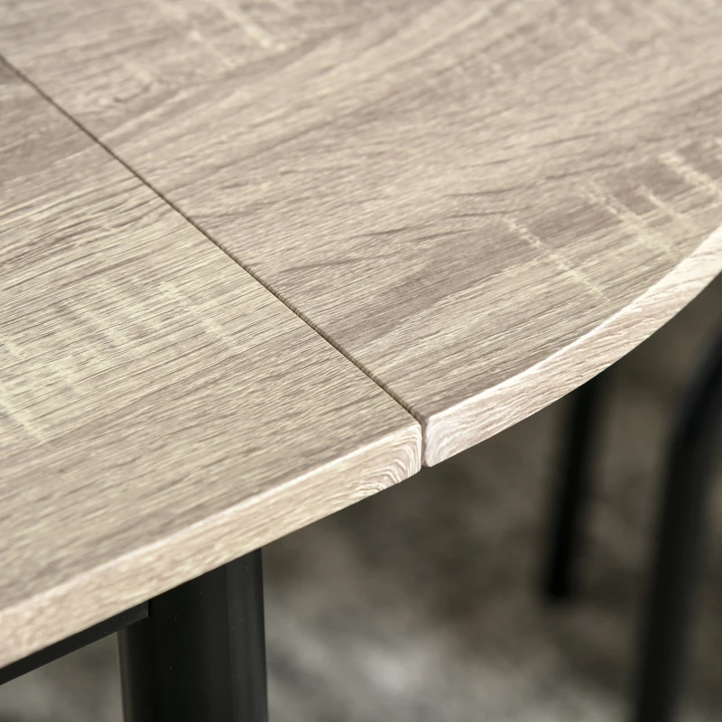 HOMCOM Ensemble table ovale extensible et 2 chaises - table à rabats - métal et MDF - noir et naturel