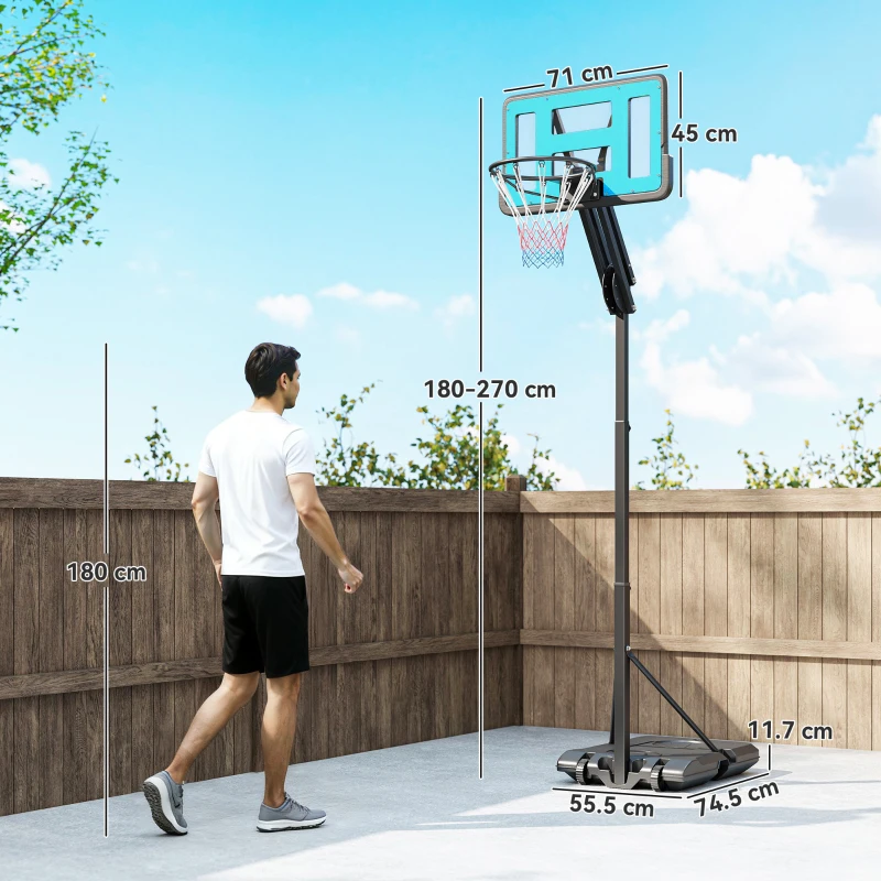 SPORTNOW Canestro Basket da Esterno Regolabile da 146-236 cm con Ruote e Base Riempibile, Nero