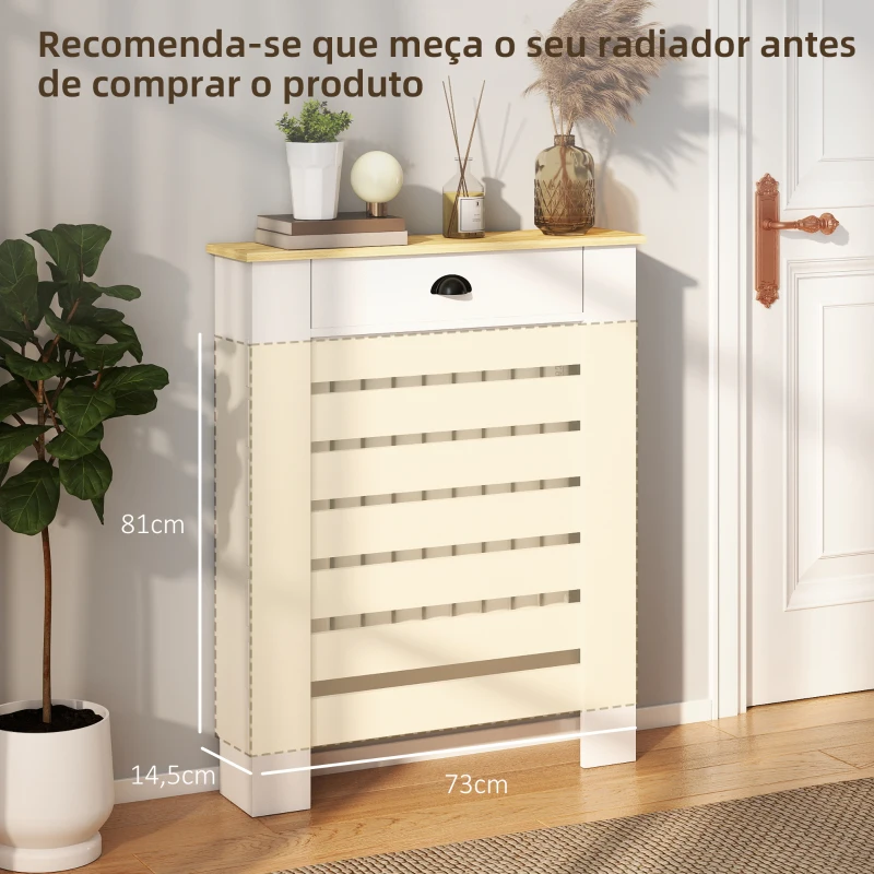 HOMCOM Cobertura para Radiador com Gaveta Cobertura para Radiador de MDF para Sala de Estar Dormitório Corredor 78x19x95,5 cm Branco