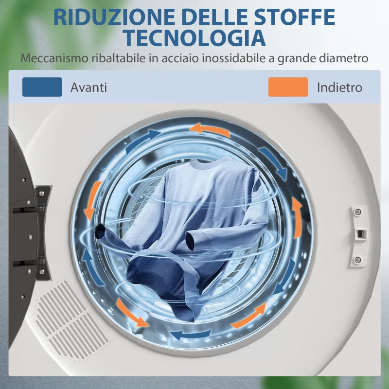 HOMCOM Asciugatrice a Scarico 4 KG 1000W Funzione Antirughe Funzione Sterilizzare Timer Display LED Touch Bianco