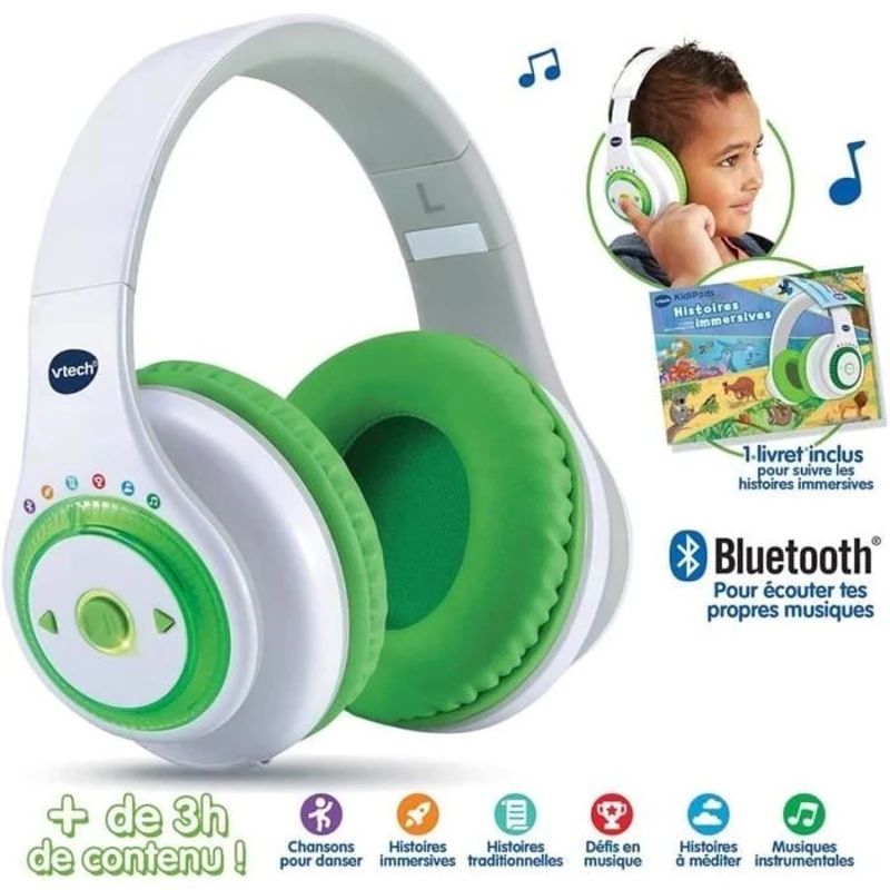 Casque audio interactif pour enfants - VTECH - Kidi Audio Max - Réglage du volume sonore - Livret imagé inclus