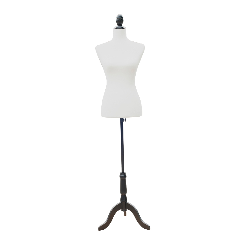 HOMCOM Manechin de croitorie feminin reglabil 130-168 cm, cu trepied din lemn, pentru fotografie de modă și expunere haine, alb