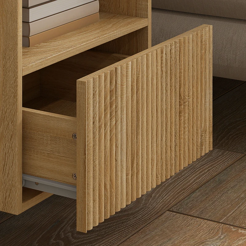 HOMCOM stolik nocny, bezuchwytowy design, otwarta półka, szuflada, montaż ścienny, jasnobrązowy