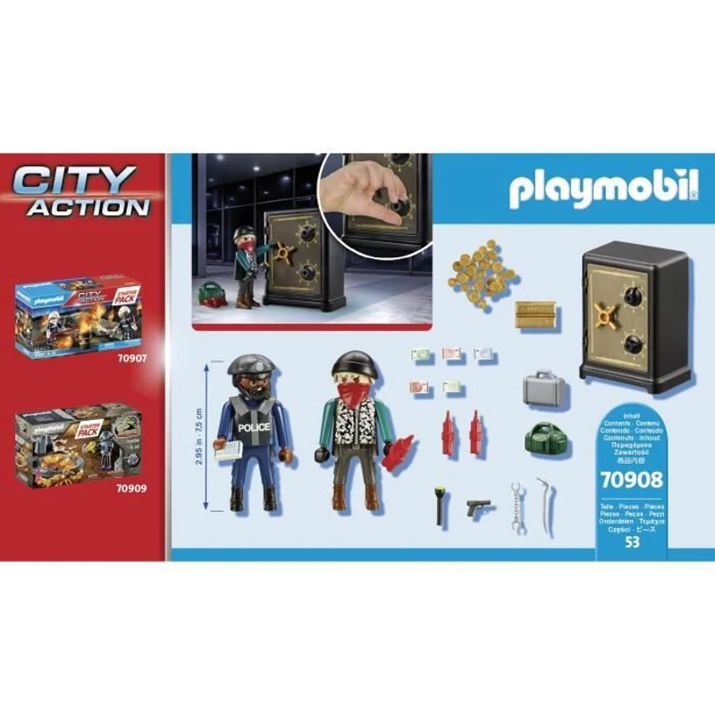 PLAYMOBIL 70908 Starter Pack Policier cambrioleur de coffre-fort, les policiers, Des 5 ans