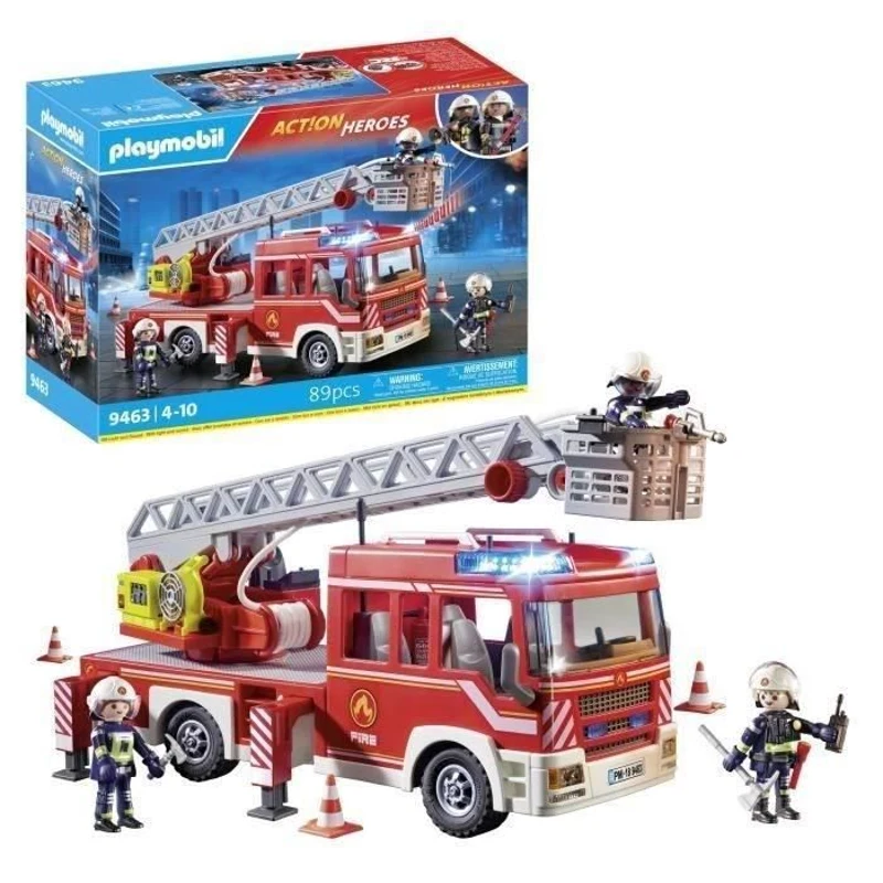PLAYMOBIL 9463 Camion de pompiers, Avec échelle pivotante, City Action, des 4 ans