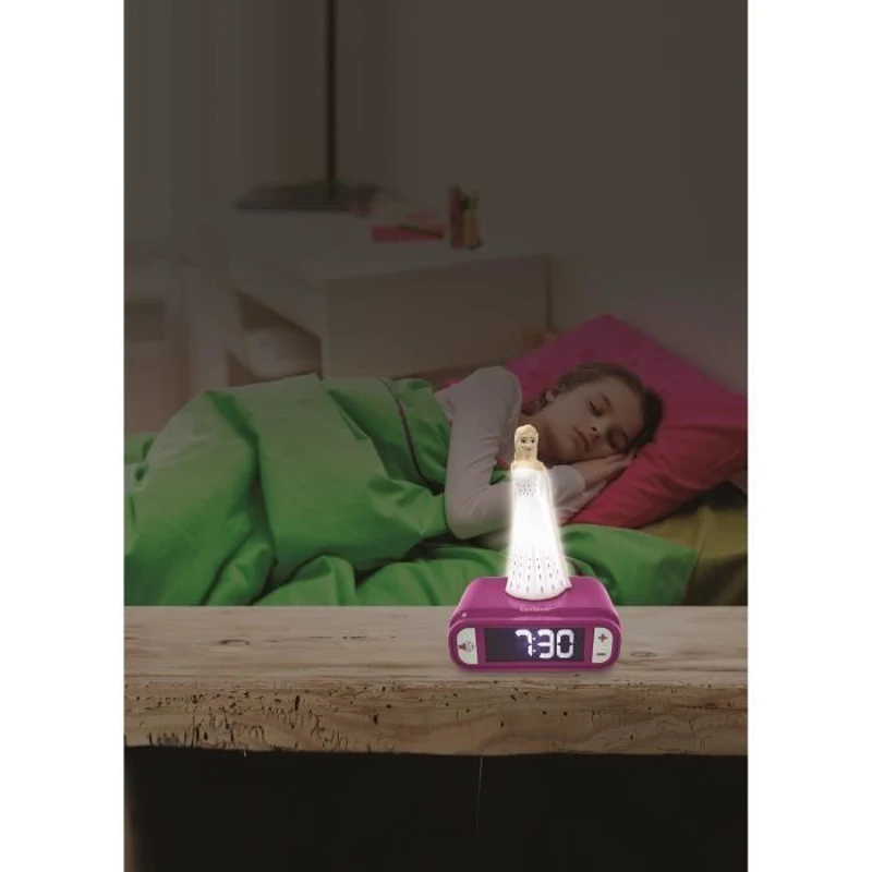 Réveil veilleuse digital LEXIBOOK - La Reine Des Neiges 2 - 3D lumineux et sonore - Blanc et violet - Enfant
