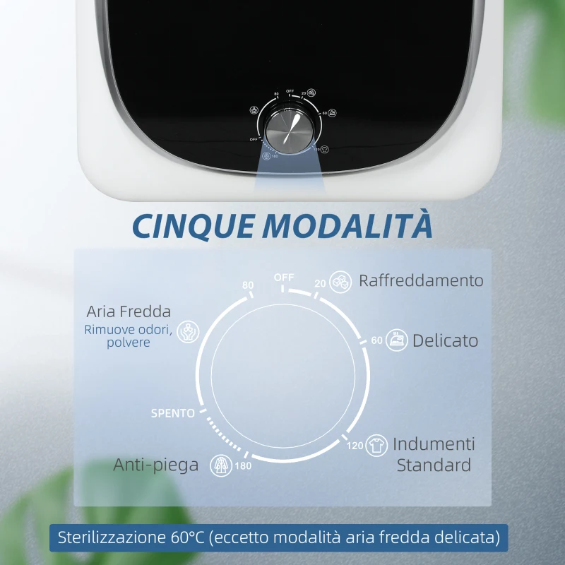 HOMCOM Asciugatrice a ventilazione elettrica 800 W 4 Kg con 5 modalità di asciugatura, tamburo in acciaio inossidabile, carica frontale