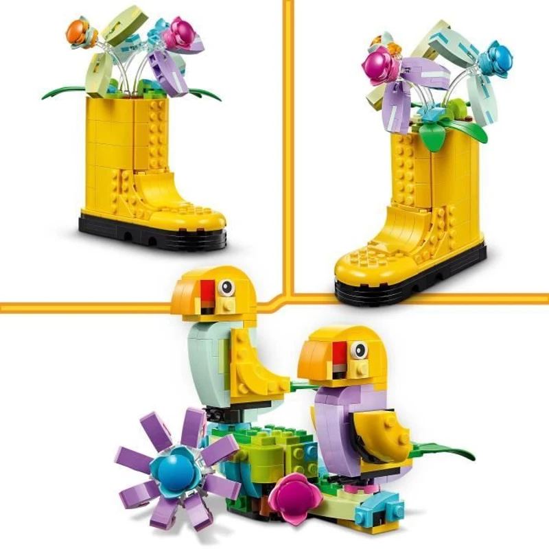 LEGO 31149 Creator 3en1 Les Fleurs dans l'Arrosoir, Jouet pour Enfants, avec Arrosoir, Bouquet de Fleurs et 2 Oiseaux