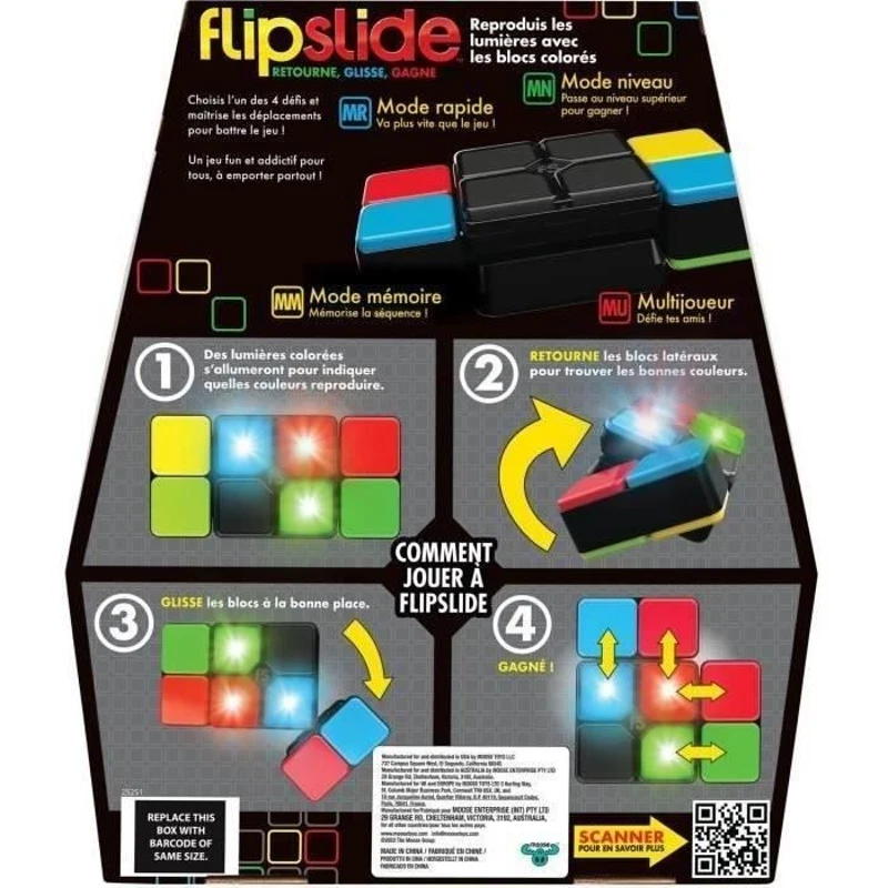 Flipslide - MOOSE TOYS - Jeu électronique de combinaison de lumiere, avec piles incluses