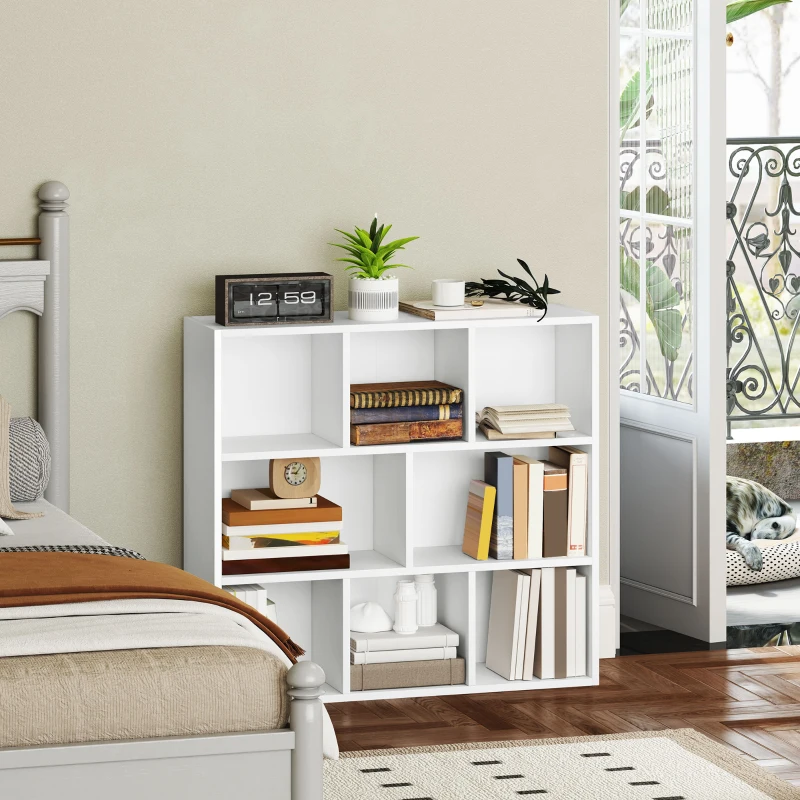 HOMCOM Raft de depozitare cu 8 compartimente Design vertical sau orizontal pentru cărți și decorațiuni 74,3x24x80 cm Alb
