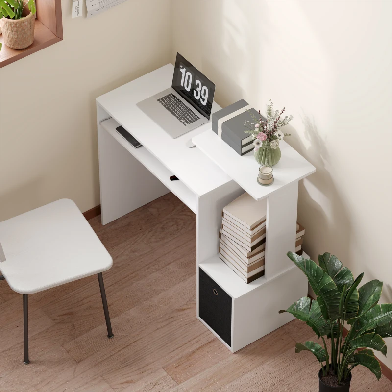 HOMCOM Particle Board Multi-Tier Computer Desk White