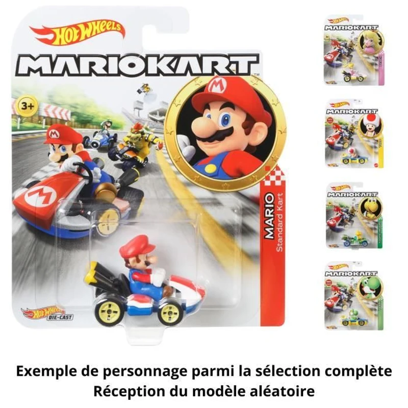 Hot Wheels - Véhicule Mario Kart (modele aléatoire) - Petite Voiture  - 3 ans et + GBG25