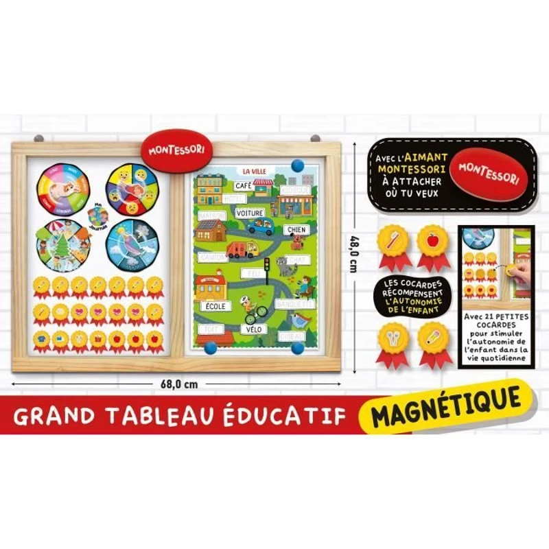 Tableau éducatif - LISCIANI - Montessori Pen - Super école - Activités journalieres - Roue des émotions - Écriture Montessori