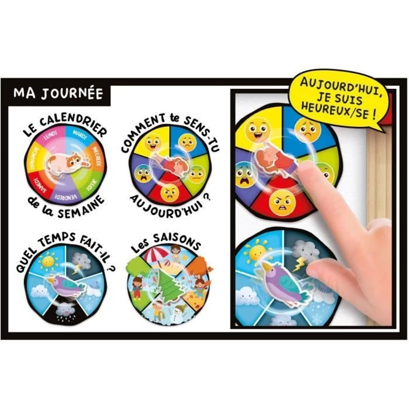Tableau éducatif - LISCIANI - Montessori Pen - Super école - Activités journalieres - Roue des émotions - Écriture Montessori