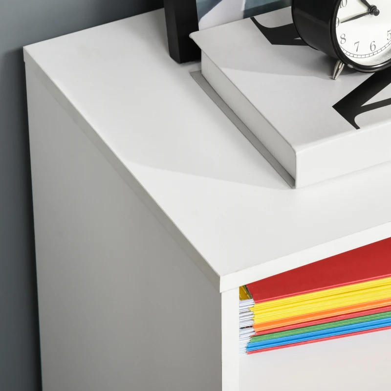 HOMCOM Suport pentru imprimantă cu 2 sertare mobilier de depozitare pe roți rafturi deschise și dulap, 100 x 35 x 65 cm, alb