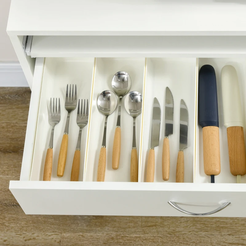 HOMCOM Dulap de bucătărie bufet de dining cu 4 uși tavă glisantă raft reglabil sertar 70x40x180 cm Alb