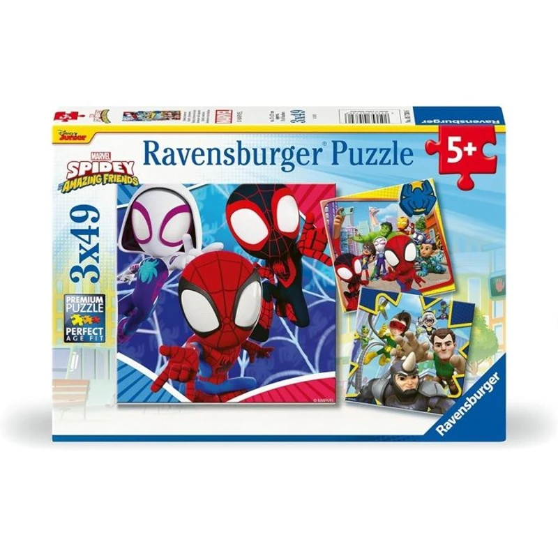 Puzzles 3x49 pieces Spidey, le lanceur de toile, Spiderman, Des 5 ans, 00005730, Ravensburger