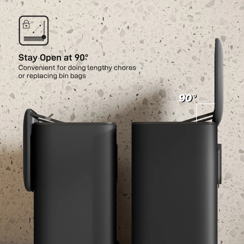 HOMCOM 8 L Mülleimer, freistehend oder hängend platzierbar, Edelstahl, Schwarz