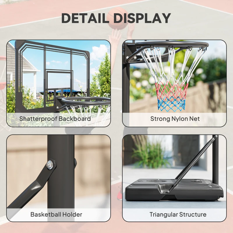 SPORTNOW Cos pentru baschet cu inaltime reglabila, 182-213 cm, Negru