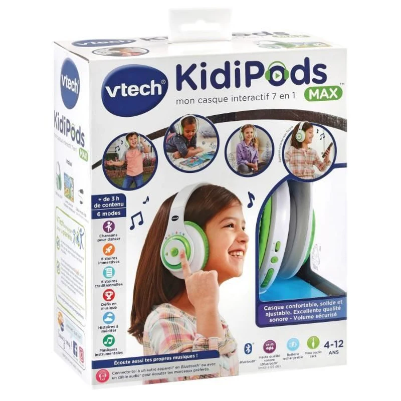 Casque audio interactif pour enfants - VTECH - Kidi Audio Max - Réglage du volume sonore - Livret imagé inclus