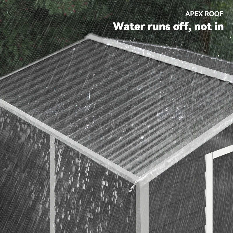 Outsunny Cobertizo de Jardín Exterior 4,4 m² 240x206x198 cm con Base Puerta Corredera y Cerradura 4 Ventanas para Patio Gris