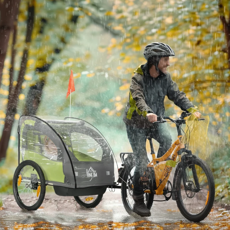 HOMCOM Husă de ploaie pentru remorci de bicicletă pentru copii, cu fereastră, 76 x 61 x 61 cm, transparent