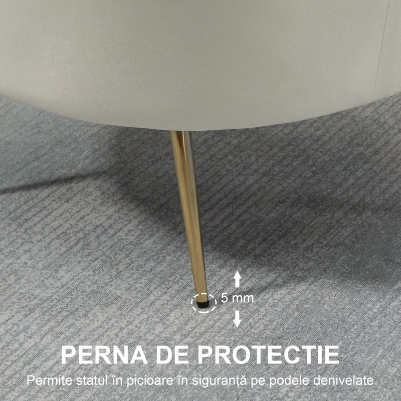 Homcom Fotoliu Vintage Catifea Crem – Retro & Elegant