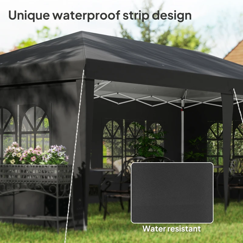 Outsunny 3 x 6m Pop-Up Gazebo, with Removable Walls - Black