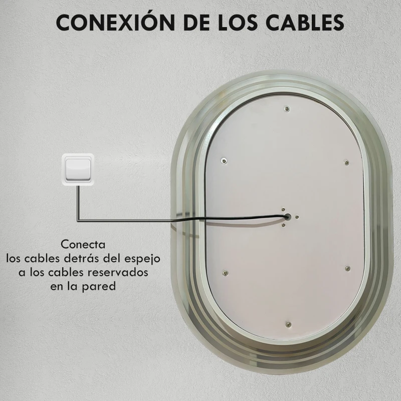 kleankin Oglindă Baie cu Lumină 70x50 cm 3 Culori de Lumină, Funcție Anti-abur, Funcție de Memorie, IP44, Orizontal/Vertical