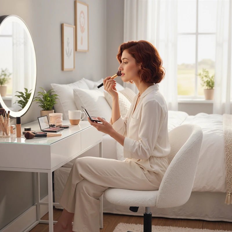 HOMCOM Teddy Fleece Office Chair with Wheels - Cream White